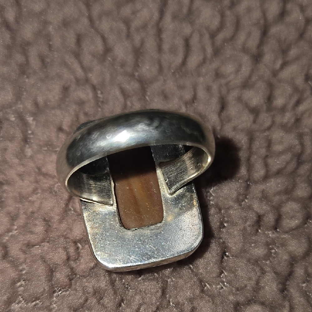 Brown Rectangular Stone Ring - image 6